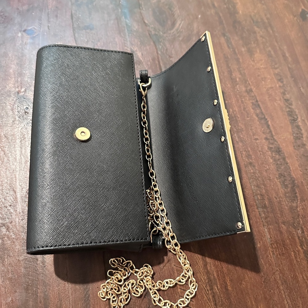 Michael Kors Black Clutch with Gold Accent - Picture 3 of 4